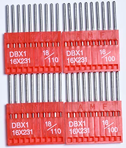 SFG AMF Industrial Sewing Machine Needles Round Shank Universal Ball Point DBX1 100/16 110/18 Set of 40