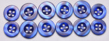 Dress Shirt Buttons 24pc Set - 16 Shirt Front Buttons 13mm (1/2in) - 8 Shirt Sleeve Buttons 11.5mm (7/16in) Blue
