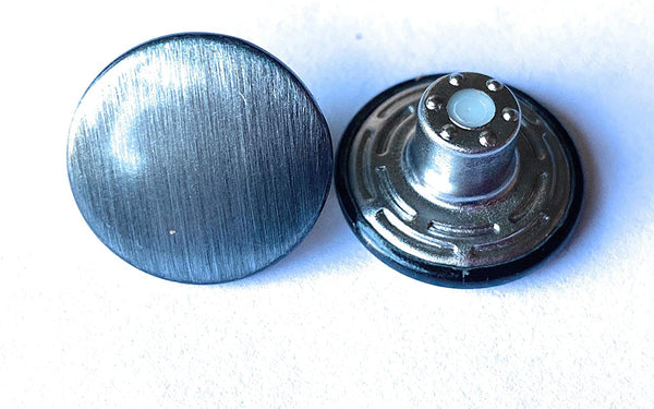 Jean Button 17 mm No-Sew Solid Tack (Brushed Silver Qty 20)