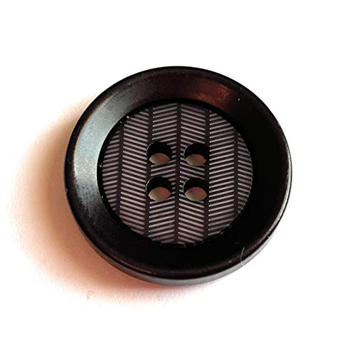 Black Textured Buttons 4 Holes Sew On - Black 21mm Qty 10