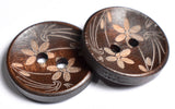 Round Wooden Shirt Buttons 2 Holes 20mm Floral Concave (Brown Qty 25)