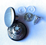 Jean Button 17 mm No-Sew Solid Tack (Brushed Silver Qty 20)