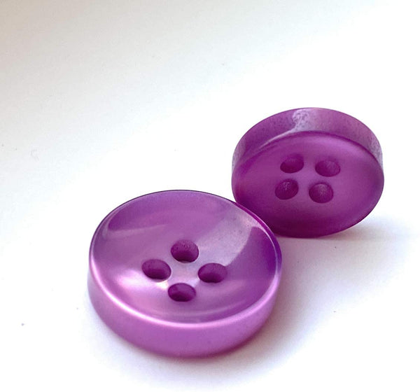 Thick Concave Dress Shirt Buttons 24pc Set - 16 Shirt Front Buttons 13mm (1/2in) - 8 Shirt Sleeve Buttons 10mm (3/8in) Purple