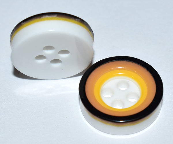 SFG Round 4 Hole Thick Shirt Buttons Black Brown Yellow White Multicolor 20L 12MM 7/16" Qty 24