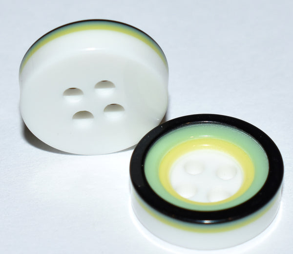 SFG Round 4 Hole Thick Shirt Buttons Black Green Yellow White Multicolor 20L 12mm 7/16" Qty 24