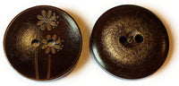 Round Wooden Hawaiian Shirt Buttons Extra Large 30mm Floral Concave (Dark Brown Qty 8)