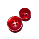 Thick Concave Dress Shirt Buttons 24pc Set - 16 Shirt Front Buttons 13mm (1/2in) - 8 Shirt Sleeve Buttons 10mm (3/8in) Fire Red