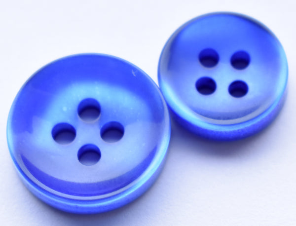 Thick Concave Dress Shirt Buttons 24pc Set - 16 Shirt Front Buttons 13mm (1/2in) - 8 Shirt Sleeve Buttons 10mm (3/8in) Blue